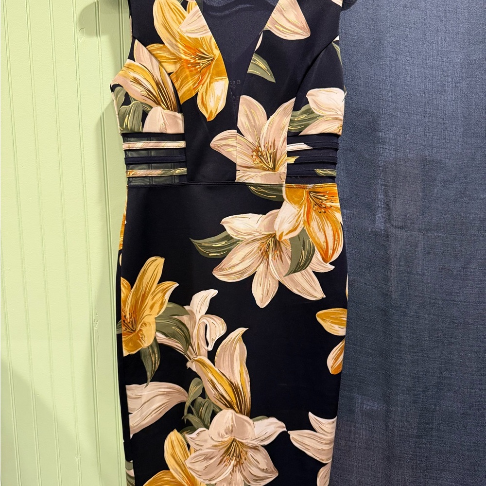 Black Dress with Yellow Floral Design